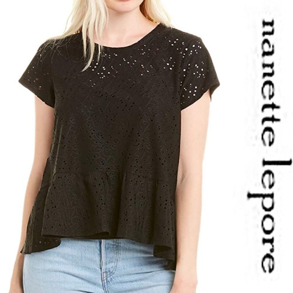 Nanette Lepore Eyelet Peplum Top
